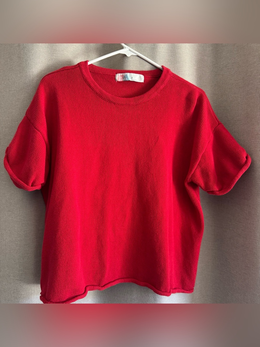 Free People Beach Red Short Sleeve Sweater Top size M